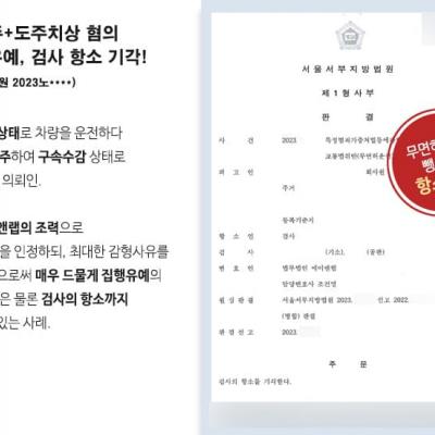 무면허음주뺑소니 혐의 집행유예 -> 검사 항소 기각