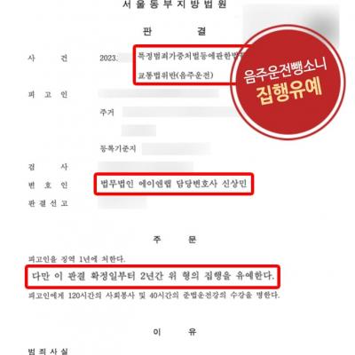 음주운전뺑소니 혐의 집행유예 받아내